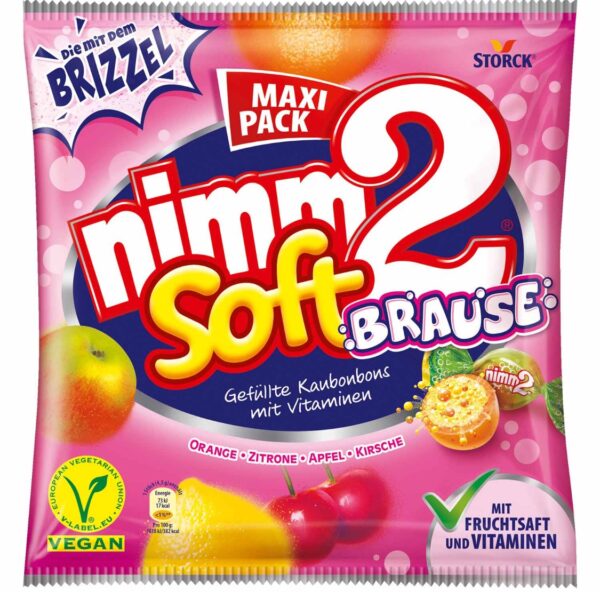 nimm2 Soft Brause 345 g – Musujące Cukierki z Nadzieniem Witaminowym