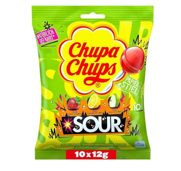 Kwaśne lizaki Chupa Chups Sour – 10 sztuk