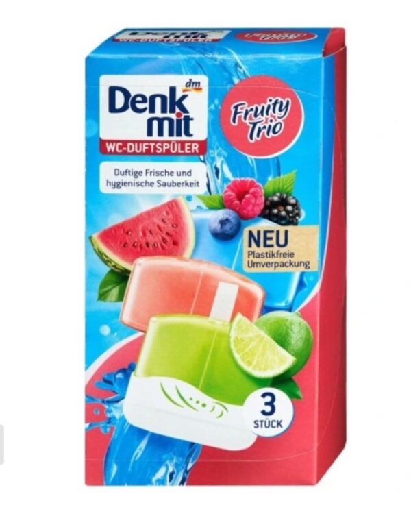 DENKMIT ZAWIESZKA DO WC CZYSZCZENIE I ODKAMIENIANIE ORAZ ŚWIEŻY OWOCOWY ZAPACH - FRUITY TRIO