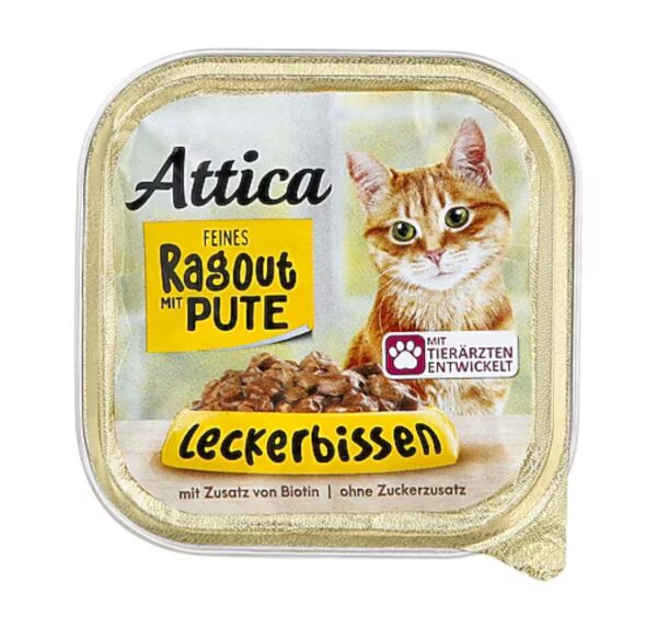 Attica Ragout mit Pute 100 g – Mokra karma z indykiem dla dorosłych kotów