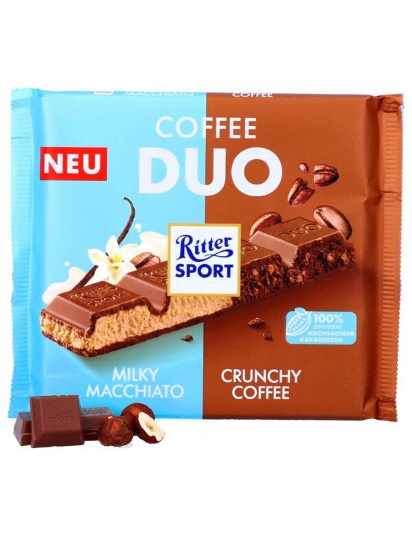 Czekolada Ritter Sport DUO Kawowa Mleczne Macchiato Chrupiąca Kawa 218g