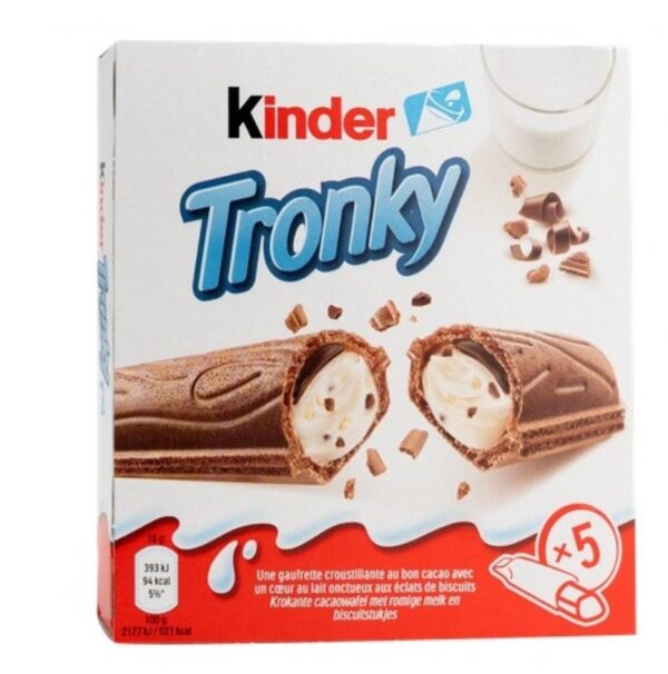 Kinder Tronky Wafelki nadziewane kremem mlecznym 5 sztuk / 90 g DE NOWOŚĆ