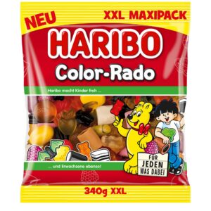 HARIBO Color-Rado XXL Maxipack 340 g Mieszanka żelków, pianek i cukierków gumowych, w tym wyrobów z lukrecją.