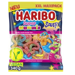 HARIBO Super Wummis Sauer XXL Maxipack Kwaśne żelki owocowe (wegańskie).