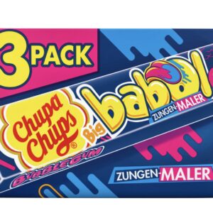 Chupa Chups Big Babol Zungenmaler – guma do żucia o smaku niebieskiej maliny 3 × 27,6 g
