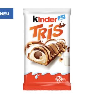 Kinder TRIS 5 x 20 g – baton waflowy z nadzieniem mleczno-kakaowym w czekoladzie mlecznej (27.11.2027r)